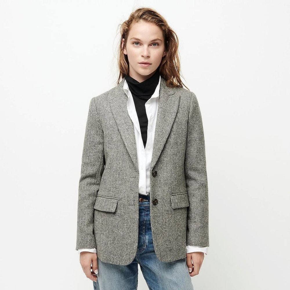 J.Crew Petite boyfriend blazer in graphite herring
